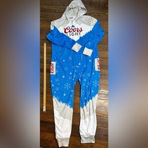 Coors Light Chill PJ Jumpsuit Hood Pockets Beer by G&GOutfitters Adult Unisex XL